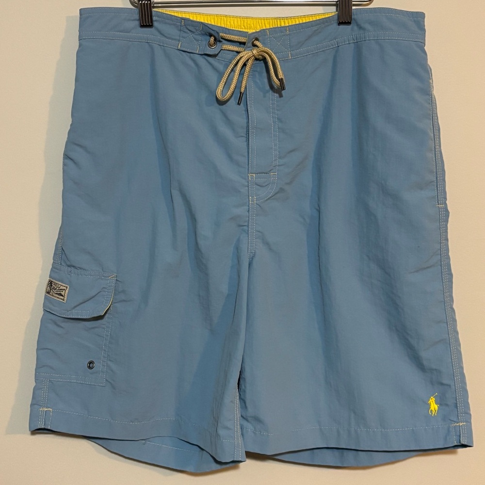 Polo Ralph Lauren Kailua 8.5" Inseam Blue and Yellow Swim Trunks | Mens Size L